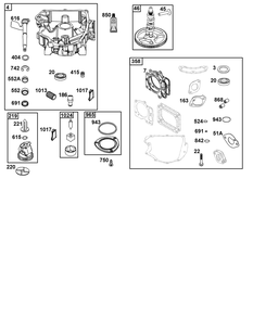 Crankcase Cover/Sump Group Diagram and Parts List for 40N777-0021-B5 400000 - 699999 Briggs and Stratton Engine